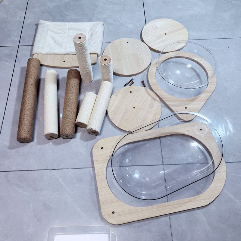 DIY ไม้เนื้อแข็งแมวปีนเขากรอบอุปกรณ์เสริม Cat Scratching คอลัมน์ Nest เปลี่ยนคอลัมน์ของเล่นแมว Tongt
