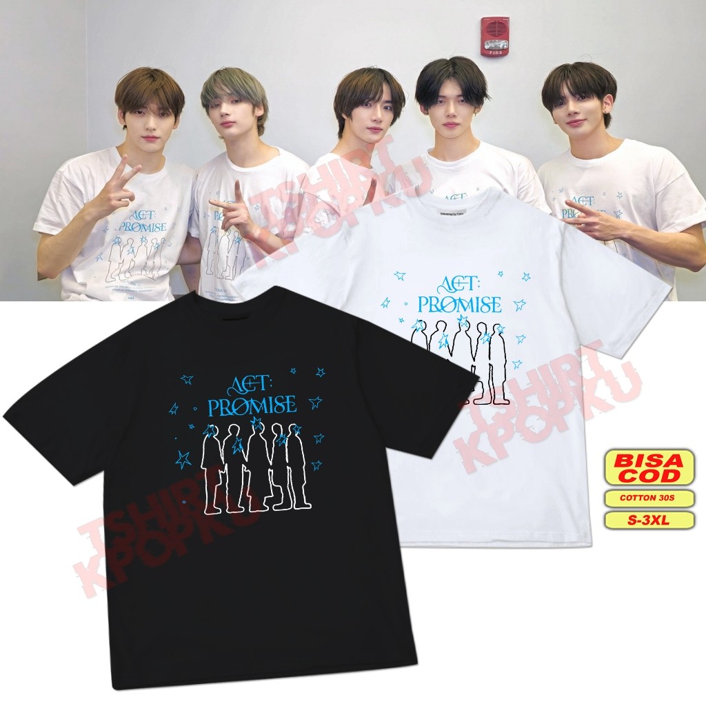 เกาหลี kpop TXT akt เสื้อยืดสัญญา BLUE WRITING COMFORTABLE MATERIAL SOFT COOL