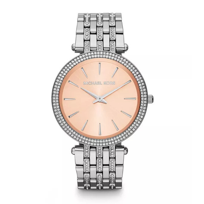 MK3218 WOMEN'S WATCH SILVER STRAP SILVER PINK DIAL SILVER CASE 38mm