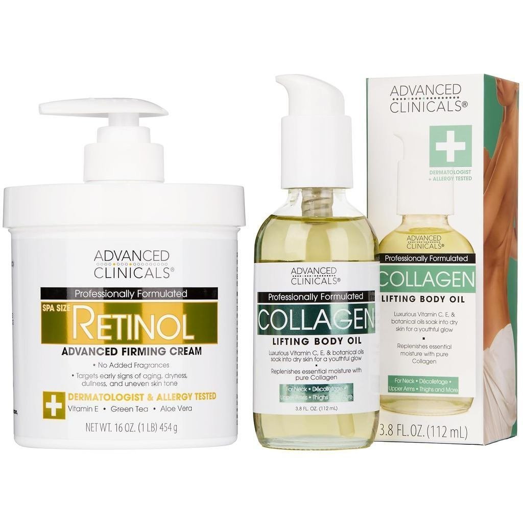 Advanced Clinicals Retinol body lotion+Collagen Body Oil2Suit set เหมาะสําหรับทั้งชายและหญิง | โลชั่