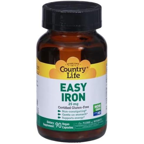 Country Life Easy Iron 25 มก. พร้อม Ferrochel, 90 แคปซูล