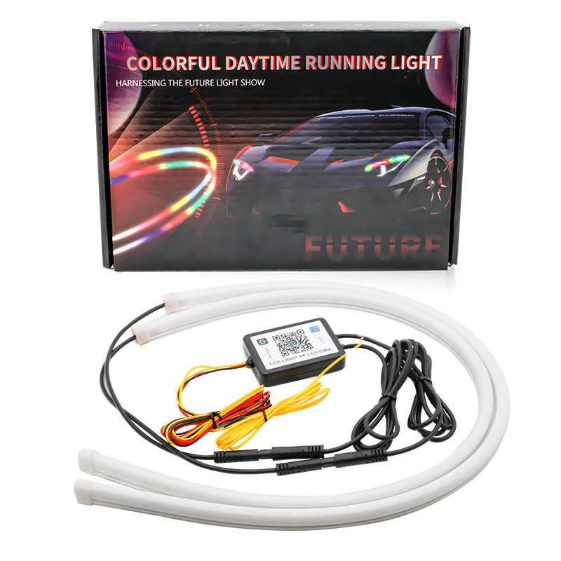 รถ LED Phantom Light Guide ไฟวิ่งกลางวันดัดแปลง Universal Streamer ไฟเลี้ยว APP เริ่มต้นสแกนไฟวิ่งกล