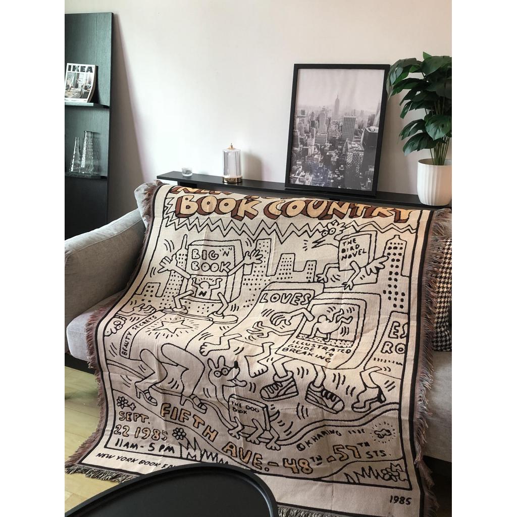 American Street Artist Keith haring Keith haring Graffiti โซฟาผ้าห่มผ้าห่มเก้าอี้ Retro
