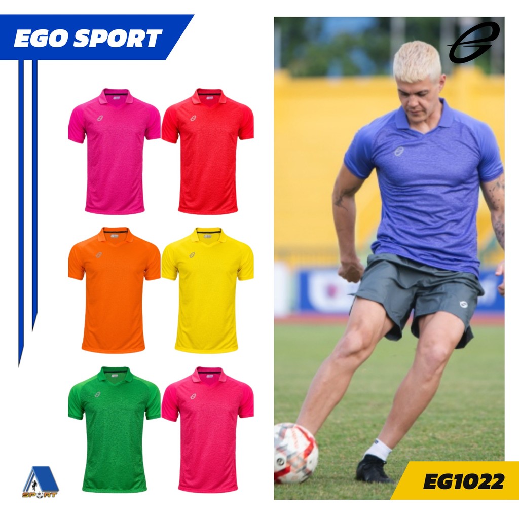 EGO Sport EG1022 เสื้อฟุตบอลคอวีปกผ้าทอลายแขนสั้น แท้100%