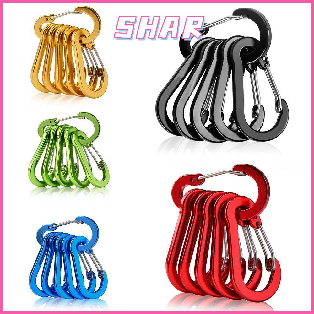 SHAR 5 ชิ้นล็อคหัวเข็มขัด Camping ปีนเขาอลูมิเนียม Carabiner พวงกุญแจ