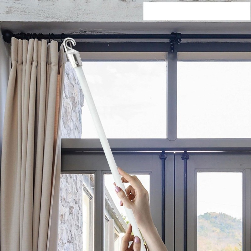 Kiss Curtain Pull Rod โปร่งใส Jalousies Stick พร้อมตะขอ ไฟเบอร์กลาส 43 ซม. สําหรับการรักษาหน้าต่าง