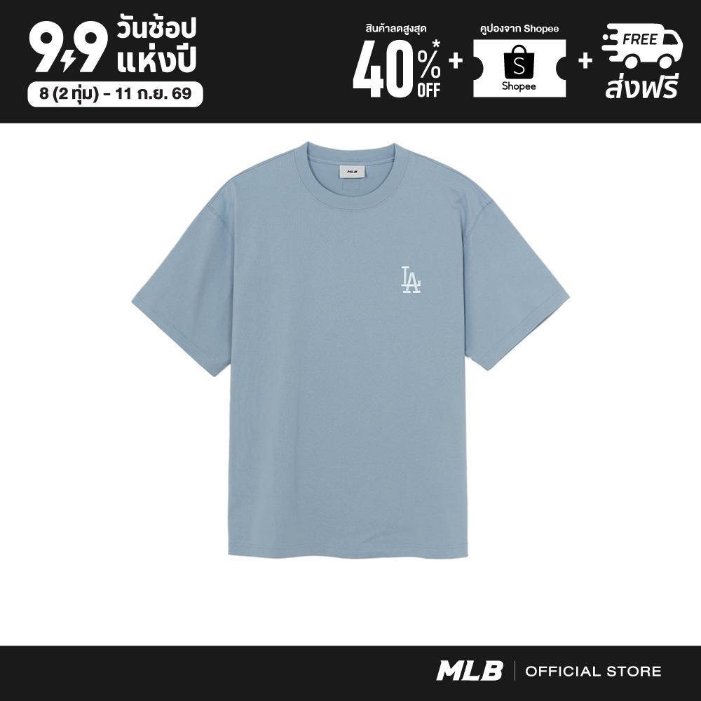 MLB เสื้อยืด ยูนิเซ็กซ์ Vintage Denimlike Monogram Big Lux Over Fit T-Shirts รุ่น 3ATSM0663 07SBD สีฟ้าอ่อน