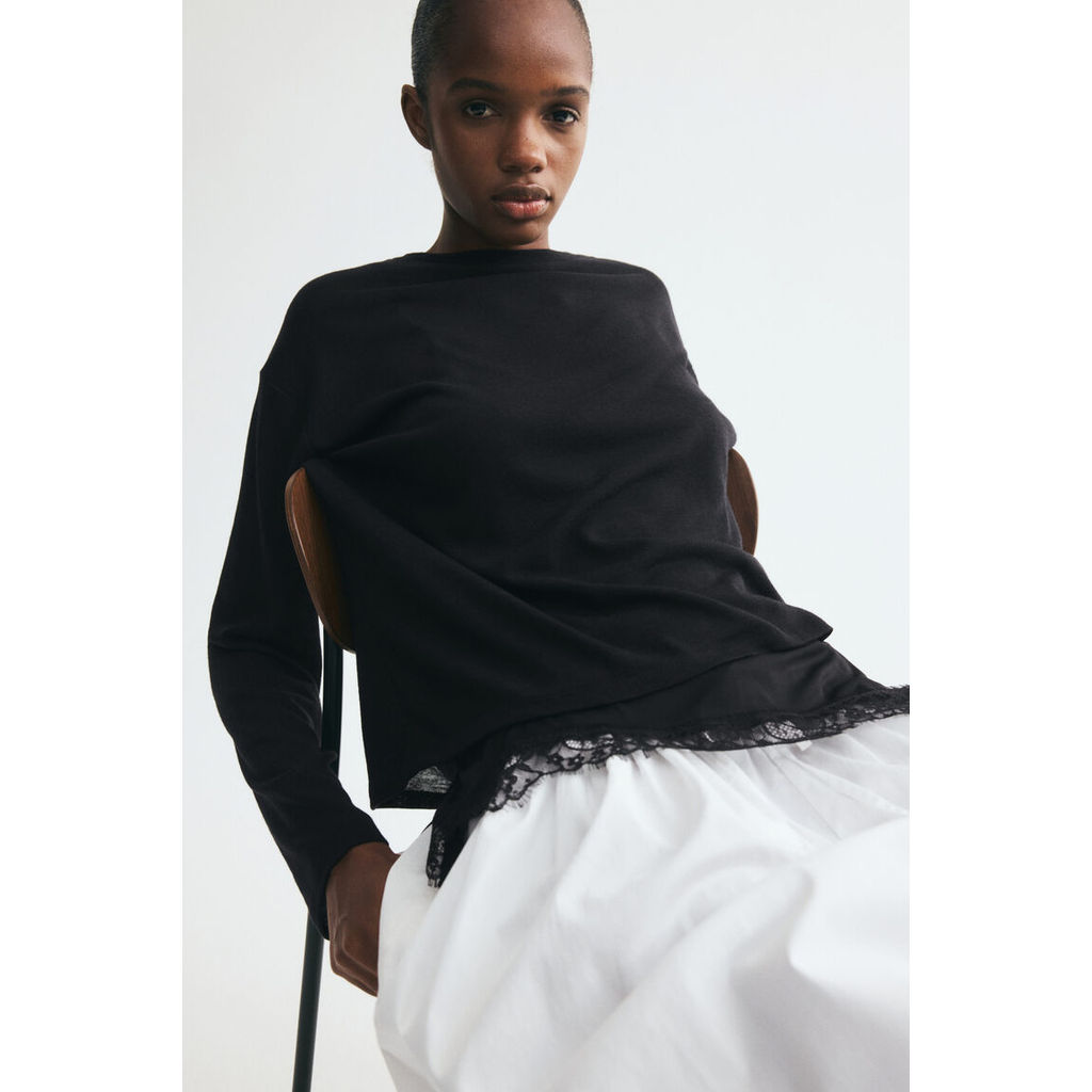 H&M توب نسائي بطبقات ودانتيل — صورة 3