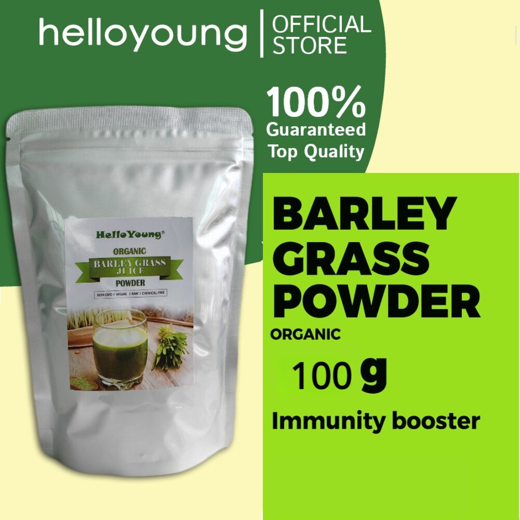 HelloYoung Pure Barley Grass Powder Low Sugar Detox 100g ทําความสะอาดธรรมชาติ