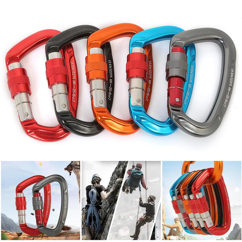 [Lszcx6l] Aviation Aluminium Carabiner Locking Screwgate Safety Keychain Clip for Climbing Outdoor G
