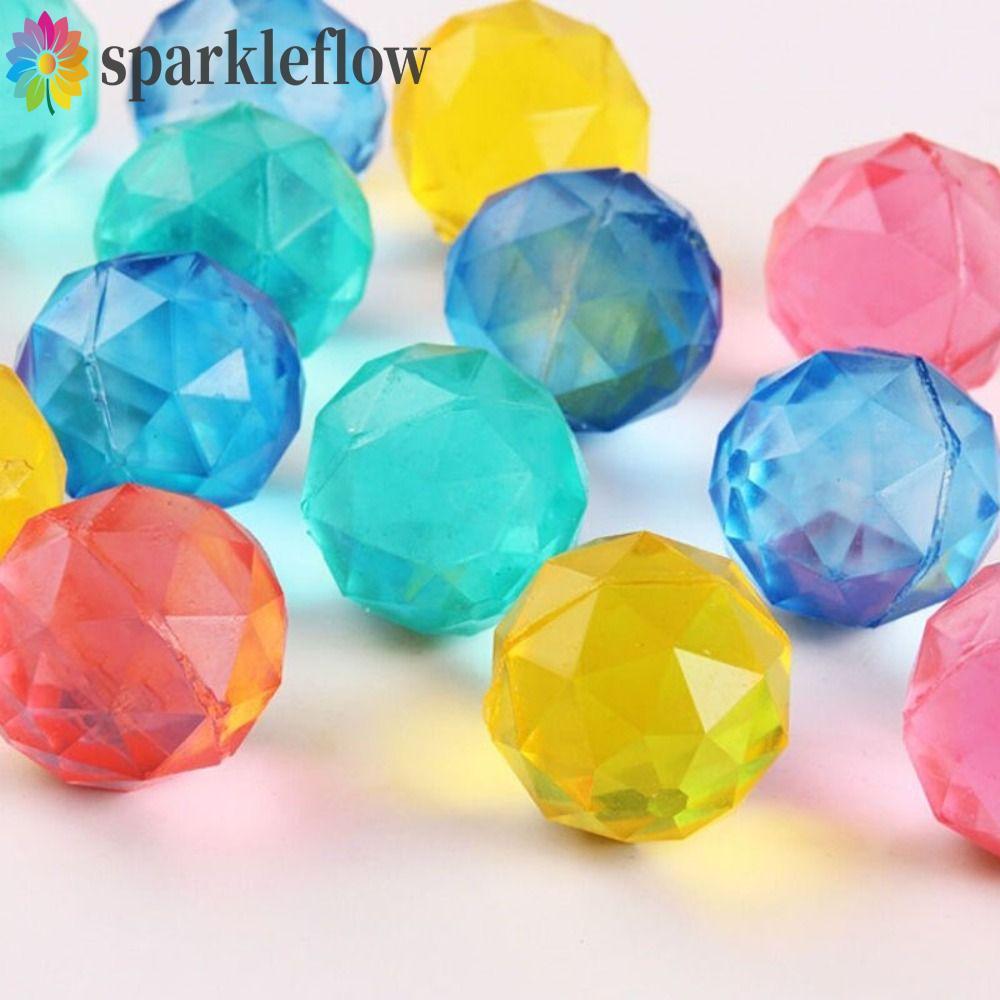 SPARKLEFLOW 6 ชิ้น Diamond Bouncy Ball, Clear ขนาดใหญ่ยาง Bouncy Ball, Diamond Shape Ball Bouncy ของ