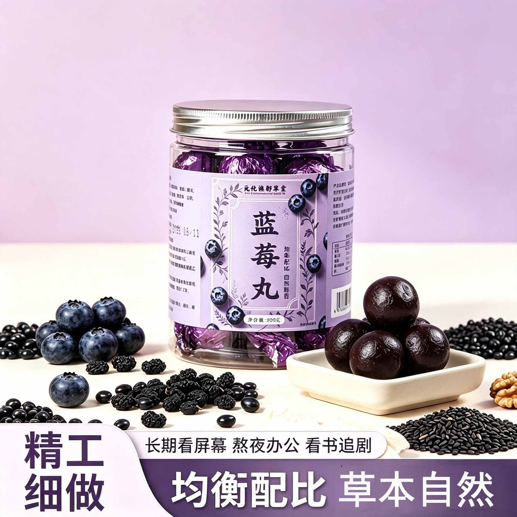Yuanhua บลูเบอร์รี่สีดํา Wolfberry Ball บลูเบอร์รี่ Ball Qingrun Black Wolfberry Ball มันฝรั่งสีม่วง