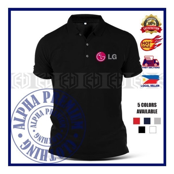 😎 เสื้อโปโล T Shirt Cotton Polo LG Electronics T-Shirt Shirts Sportswear Embroidery Unisex Collar Ca