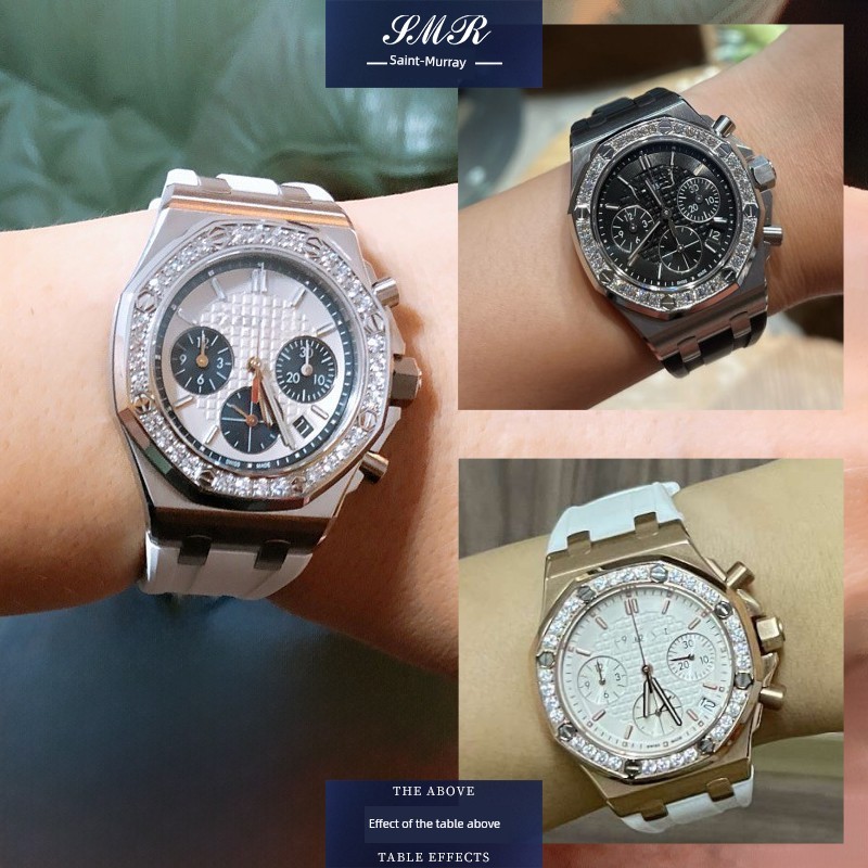 นาฬิกาผู้หญิง นาฬิกาเด็กผู้หญิง สายนาฬิกาซิลิโคนสำหรับ Audemars Piguet AP สำหรับสุภาพสตรี ROYAL OAK 