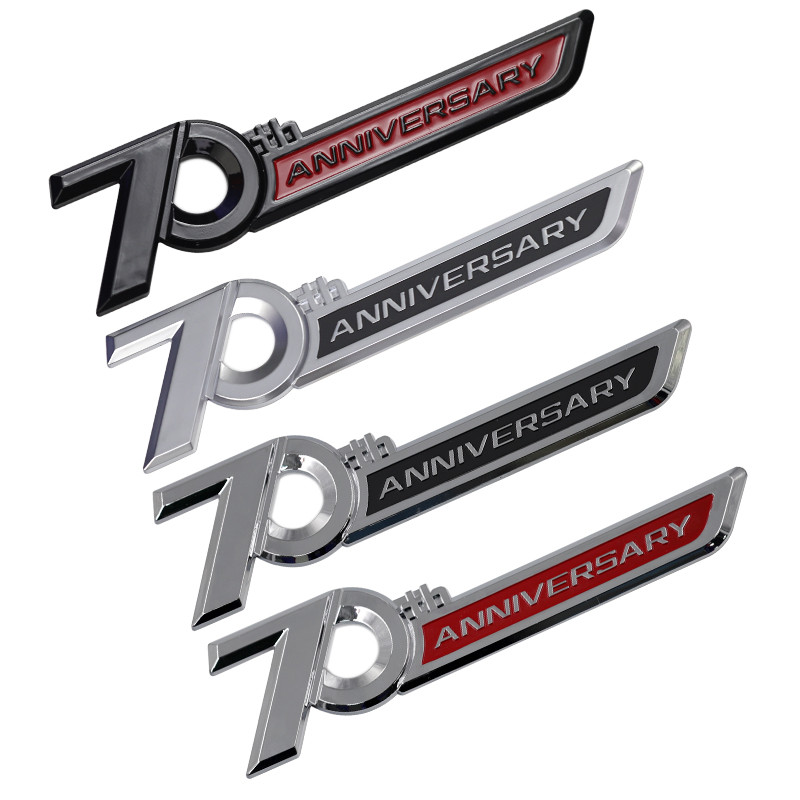 3d ABS Chrome สีดําโลโก้ 70th Anniversary Emblem Car Fender สติกเกอร์ 70th Anniversary Badge สติกเกอ