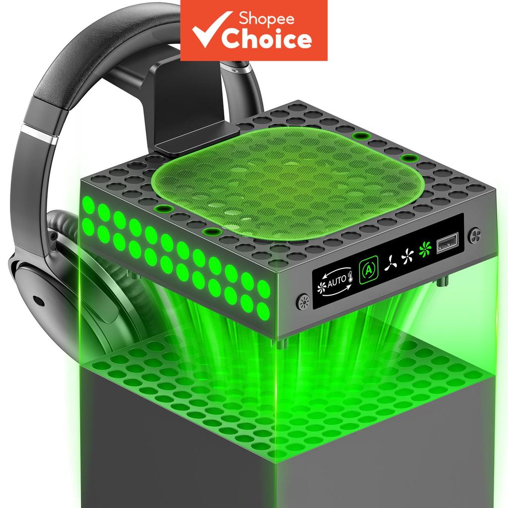 Xbox Series X Cooling Fan Stand System 9 โหมดแสง RGB 5 ความเร็วที่ปรับได้ Cooler พร้อมสถานีพอร์ตชาร์จ USB