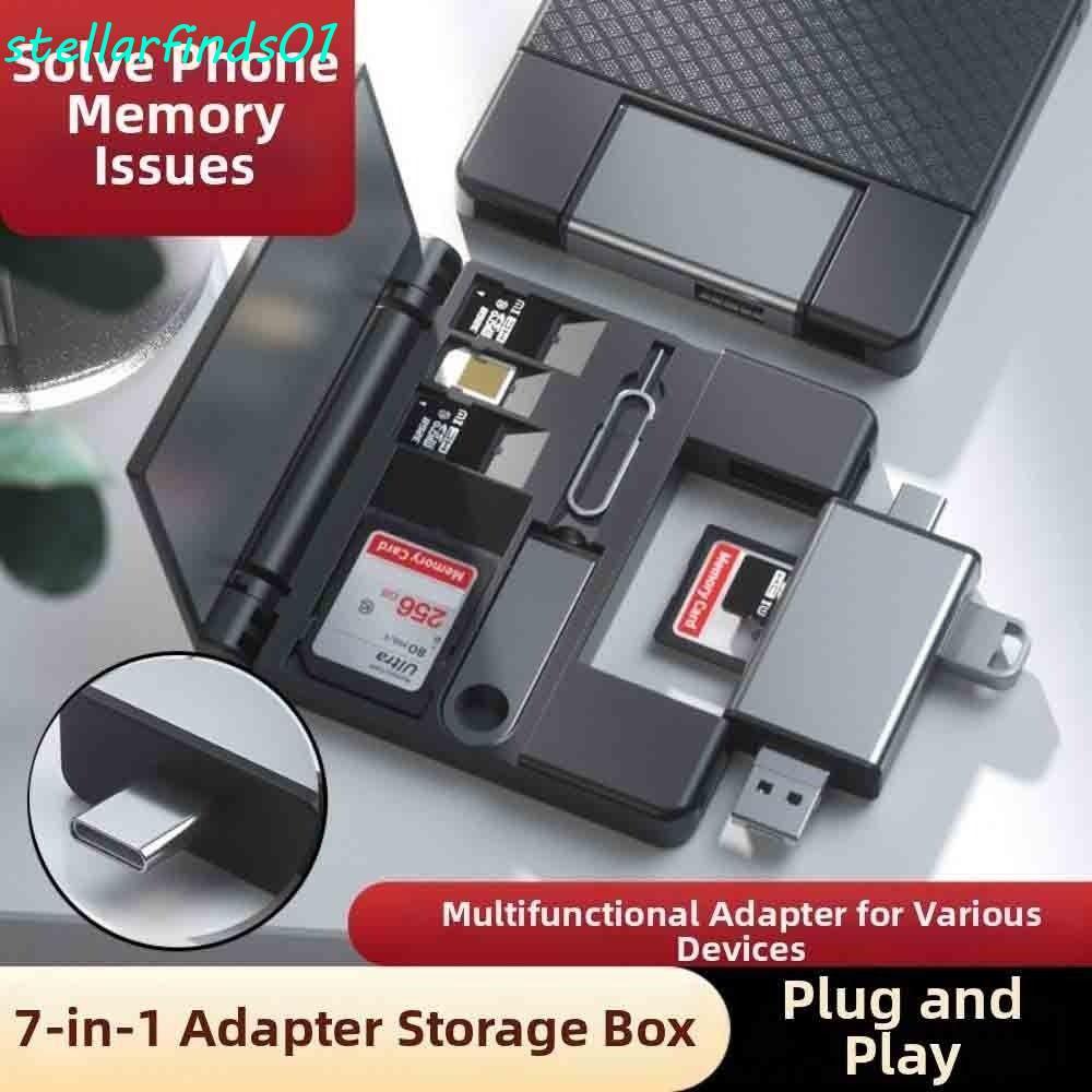 STELLARFENDS OTG Card Reader,อินเทอร์เฟซ Type-C 7-in-1 Card Reader กล่องเก็บ,วิดีโอและไฟล์ภาพได้อย่า