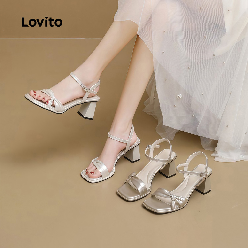 Lovito حذاء كعب مفتوح الأصابع 3–4 سم للعمل — صورة 3
