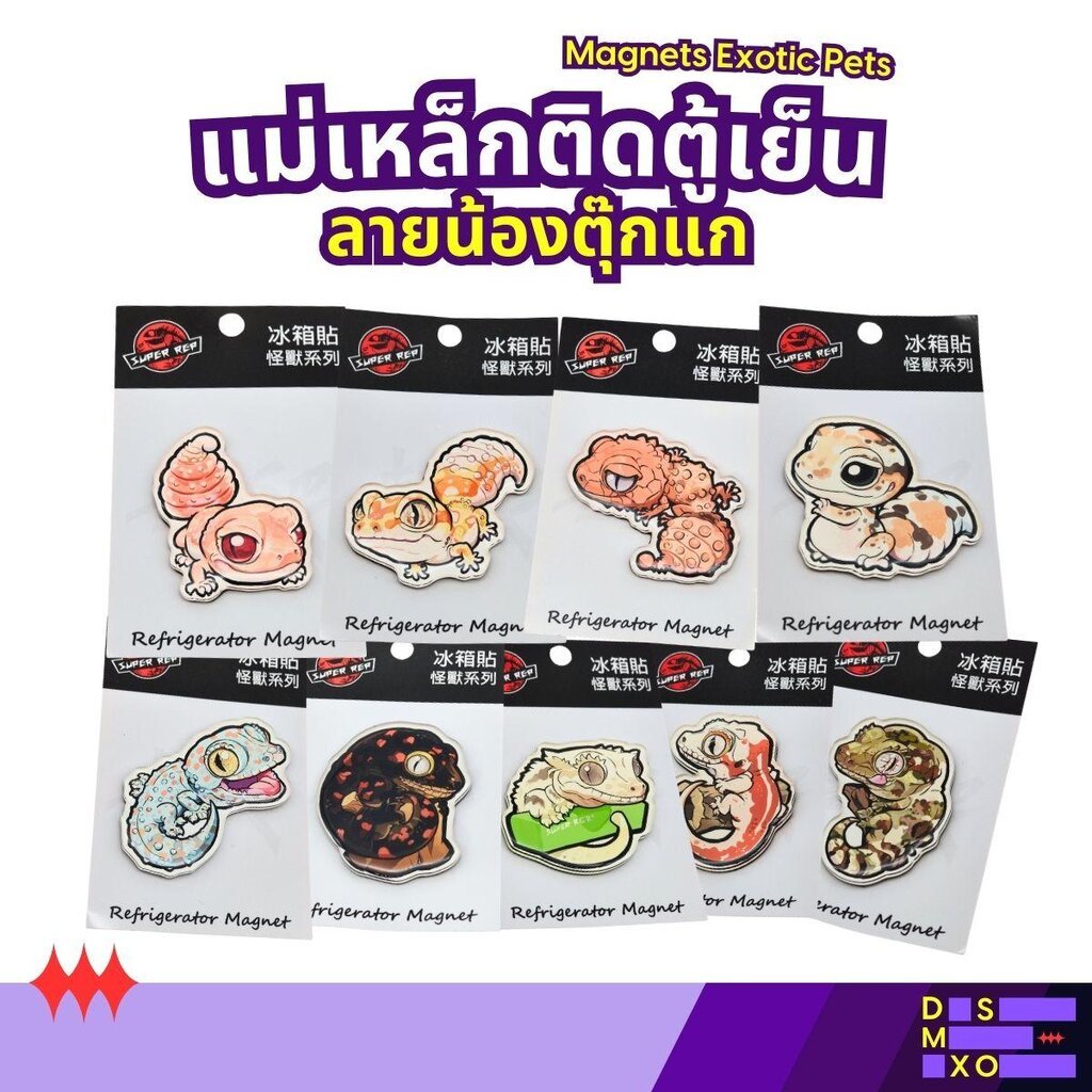 SUPER REP! Magnets Exotic Pet แม่เหล็กติดตู้เย็น ลายน้องตุ๊กแก แม่เหล็กติดตู้เย็นอะคริลิก ของฝาก