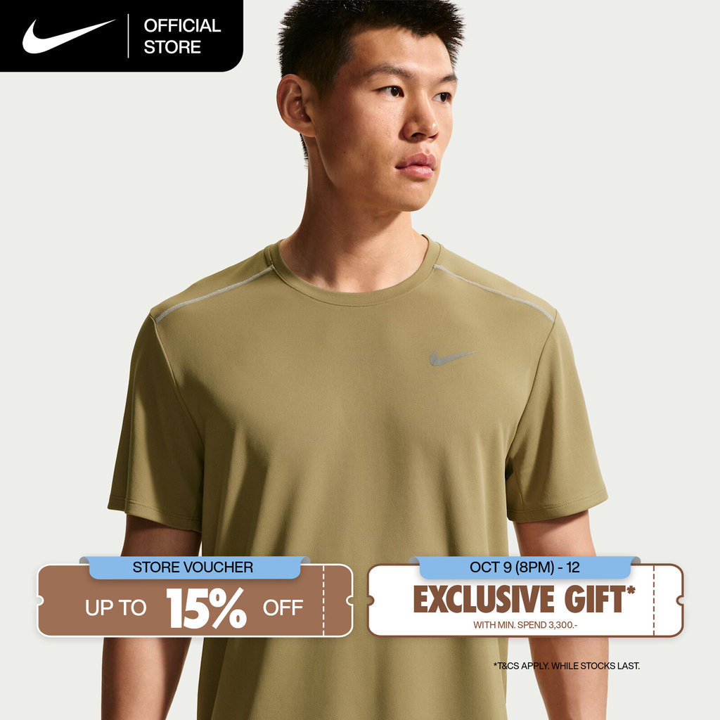 NIKE تيشيرت جري رجالي Miler Dri-FIT بحماية UV — بني — صورة 2