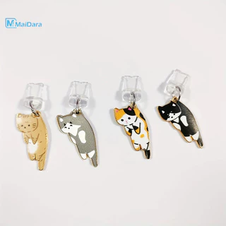 จี้ป้องกันฝุ่น ปลั๊กกันฝุ่นโทรศัพท์ โลหะผสม Rhinestone น่ารัก จี้โทรศัพท์รูปแมว ช่องเสียบหูฟัง ช่องเสียบชาร์จ