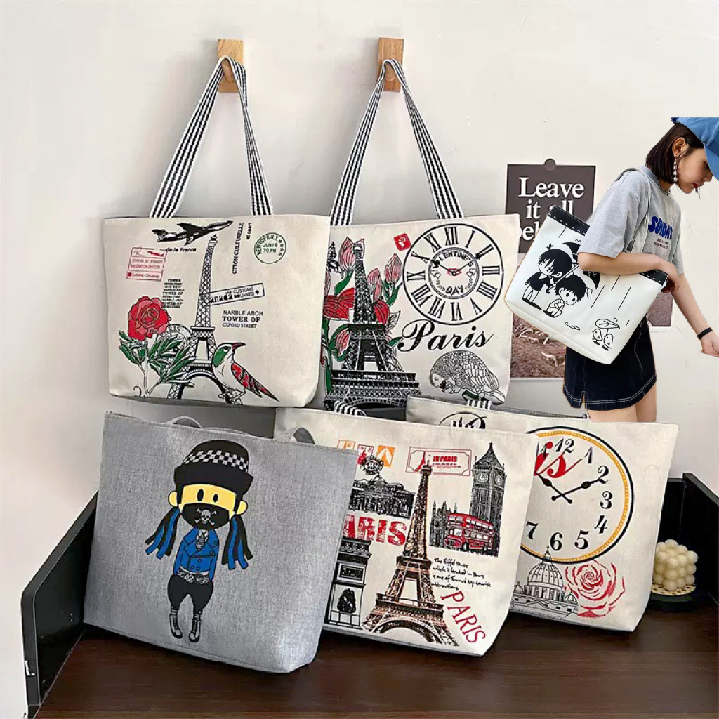 KVK-shop:กระเป๋าผ้า TOTE สไตล์ญี่ปุ่นกระเป๋าผ้านิ่ม.เนื้อผ้าดี.ใส่ของได้เยอะมีซิปด้วย.bao705