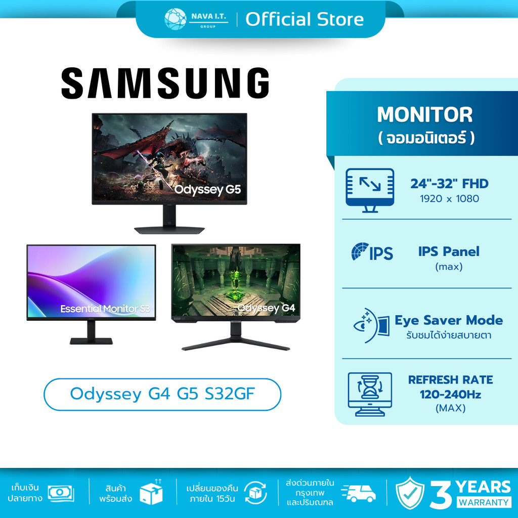 Monitor(จอมอนิเตอร์) Samsung Odyssey G4 G5 /Essential S32GF