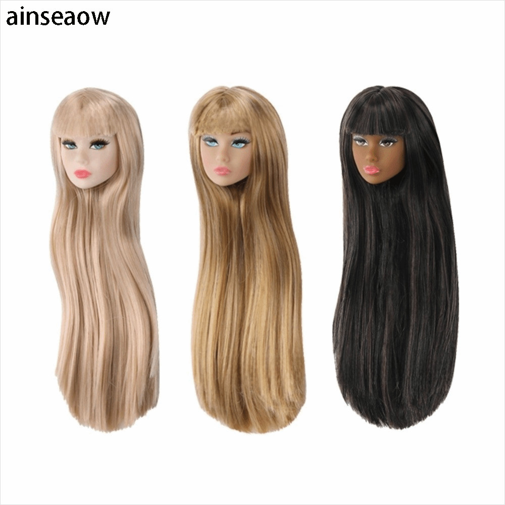 Ainseaw ฝึกแต่งหน้าหัว,ยุโรปหน้าผมยาวหัวตุ๊กตา,ทําเองชิ้นส่วนของเล่นสีขาวผิวธรรมดาสีแทนผิวแฟชั่นตุ๊กตาหัวสําหรับ11.5นิ้วตุ๊กตาบีเจดี