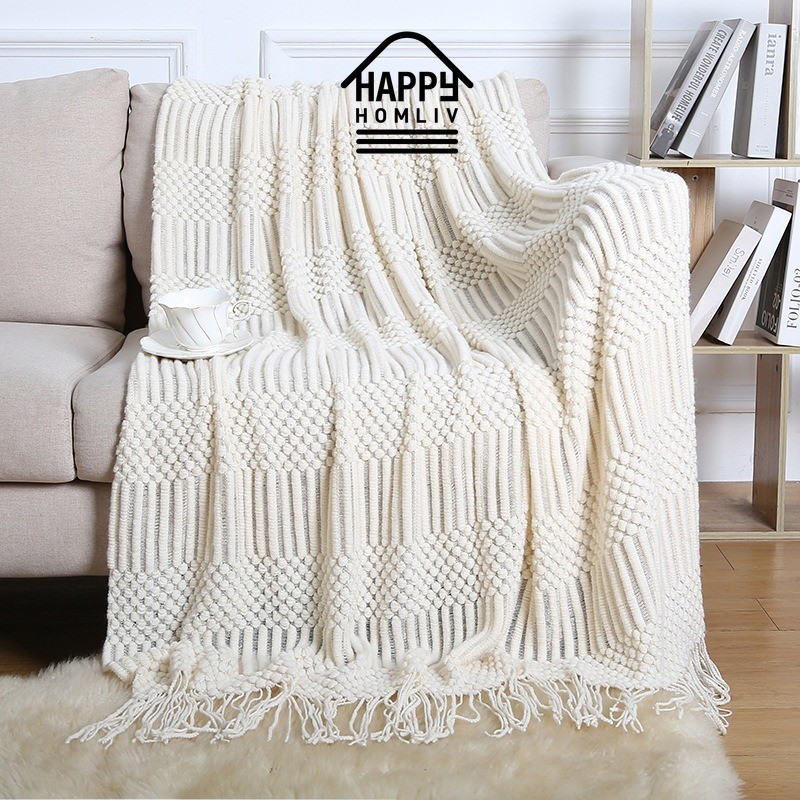 HAPPY HOMLIV ปลอกหมอนถักมือสำหรับโซฟาและที่คลุมโซฟา ลายสวยงาม