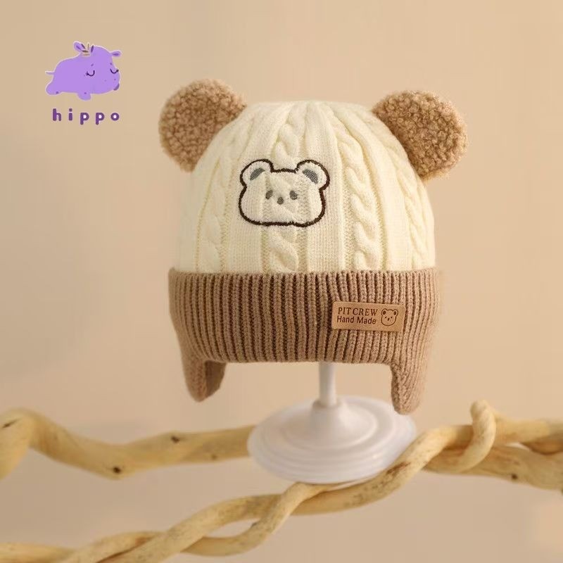 หมวกเด็กฤดูใบไม้ร่วงและฤดูหนาว หมวกถักน่ารัก ป้องกันความหนาวเย็น ป้องกันหู - รูปที่ 4