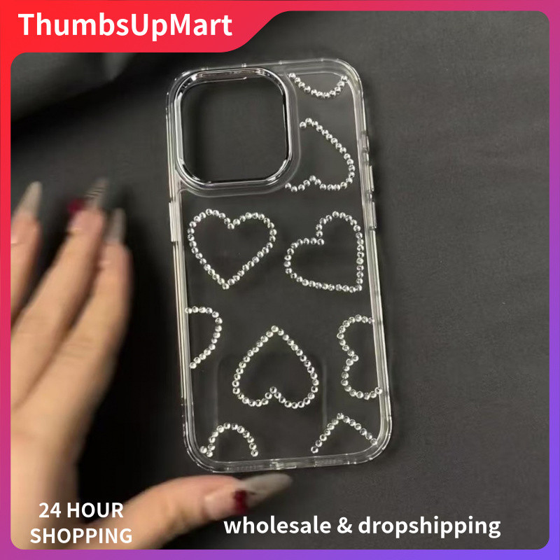 สําหรับ iPhone ใหม่โปร่งใส Love Point เพชรเคสโทรศัพท์ 13 Love Creative สําหรับ iPone17promax 14 13 1