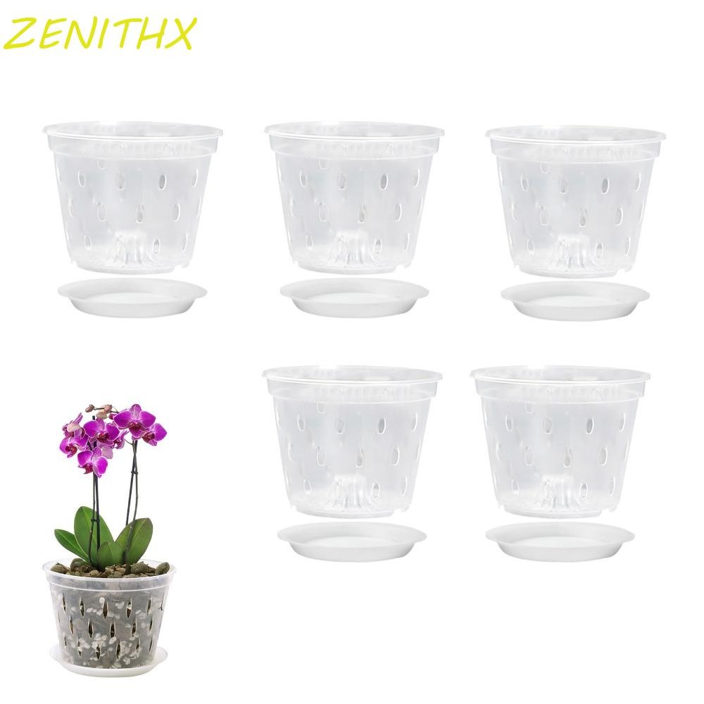 ZENITHX Orchid Pot Breathable Root Control โปร่งใสมีรูและถาด Stomata สําหรับ Phalaenopsis Orchid ปลู