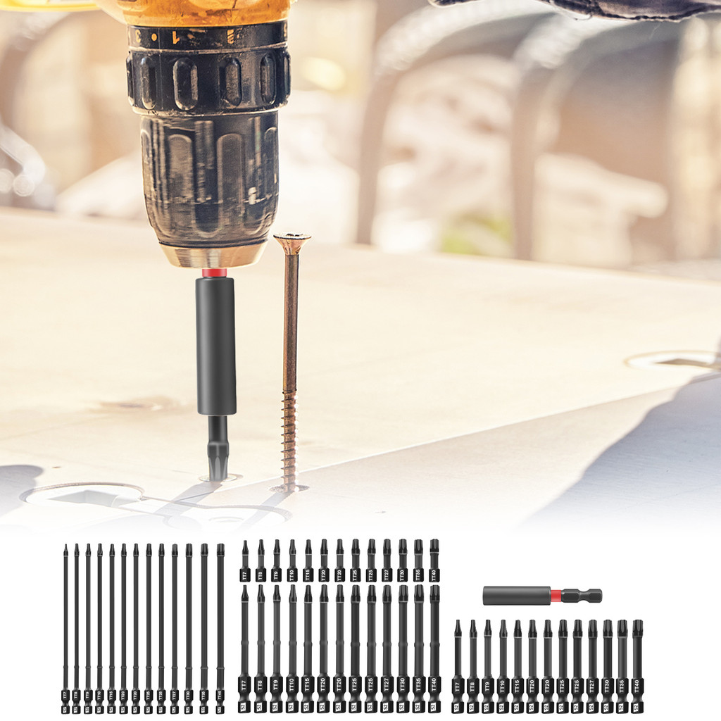 52 ชิ้น Torx ไขควงชุด Bit TT7 ถึง TT40 ความแข็งสูง Impact Bit ชุด 1/4 นิ้ว Hex Shank SHOPQJC2886