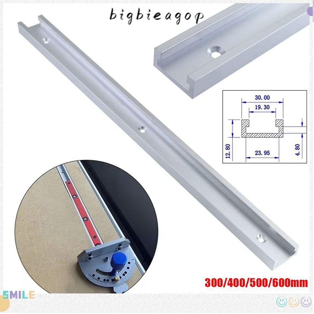 BIGBIEGOP 1 ชิ้น T-Slot Track, 300-600 มิลลิเมตร T Slider Fixture Slot สไลด์ T-Track, 30 ประเภทสไลด์