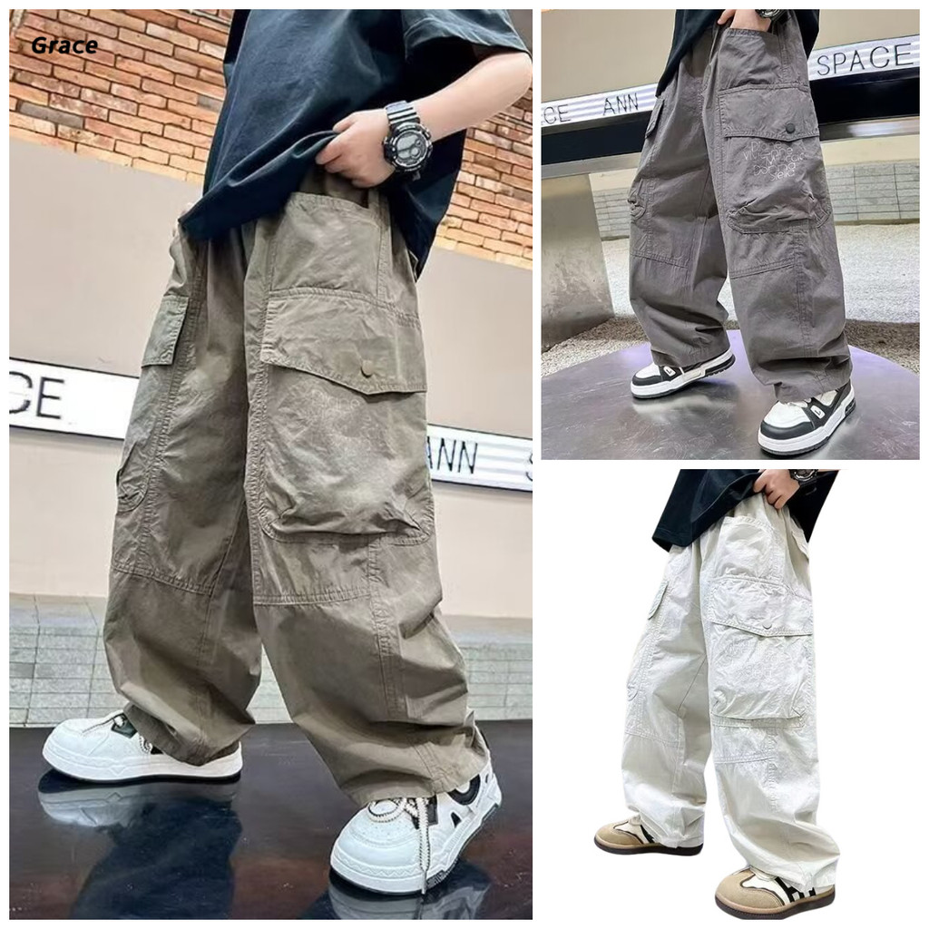 ชุดเอี๊ยมเด็กขาตรง สำหรับเด็กชาย กางเกงขายาวทรงหลวมสไตล์ใหม่ GRL045