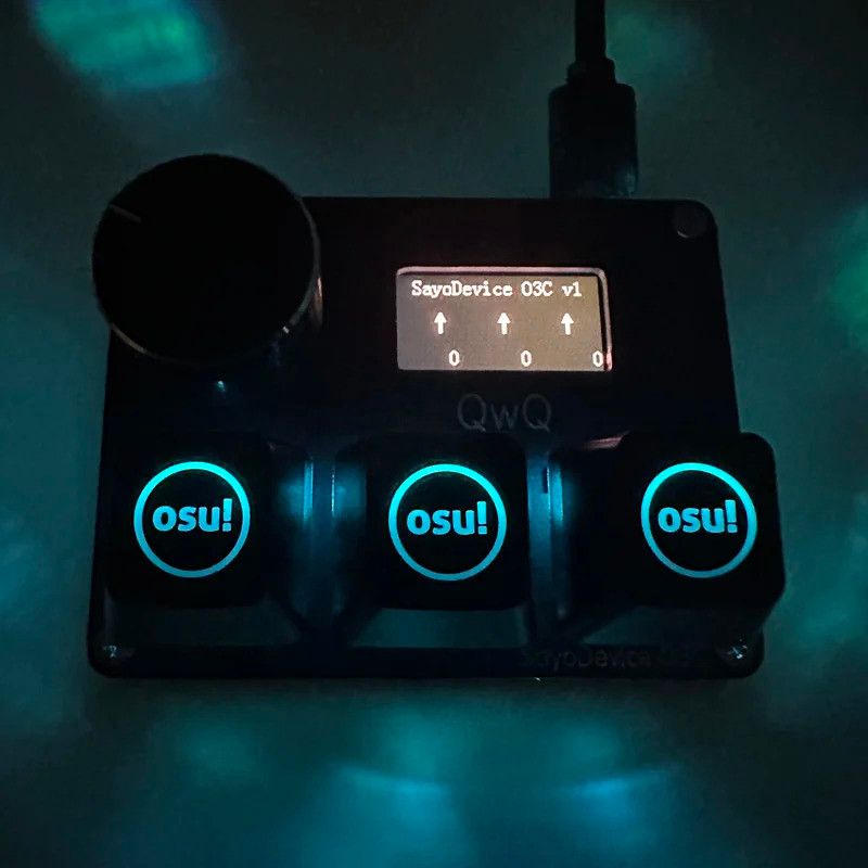 4 + 4 O3C+++ SayoDevice OSU O3C Rapid Hall สวิทช์แม่เหล็กสีชมพูสวิทช์คีย์บอร์ดพร้อมลูกบิดหน้าจอคัดลอ