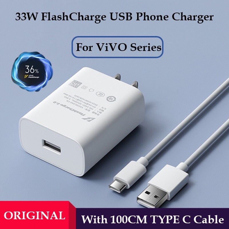 สายชาร์จ หัวชาร์จ VIVO 33W USB Type-C fast charger รุ่น V23E V23 V21 Y33 Y33T Y33S Y21 Y50 Y30 S1PRO