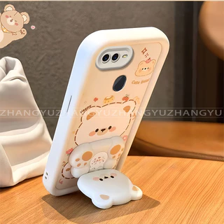 เหมาะสําหรับ OPPO A5S A3S A12E A7 A12 F9 PRO เคสโทรศัพท์ใหม่น่ารักหมีกระจกขาตั้ง lprotective พร้อมความงามปกอ่อน JT07