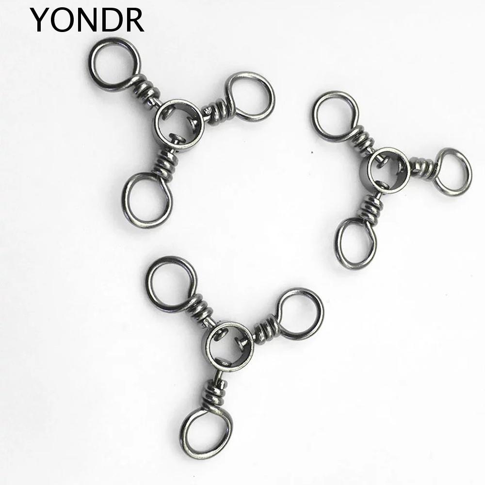 เซ็ตตกปลา YONDR 25 ชิ้นในแพ็ค ตะขอหมุน 3 ทางสีดำนิกเกิลสำหรับปลาคาร์พ