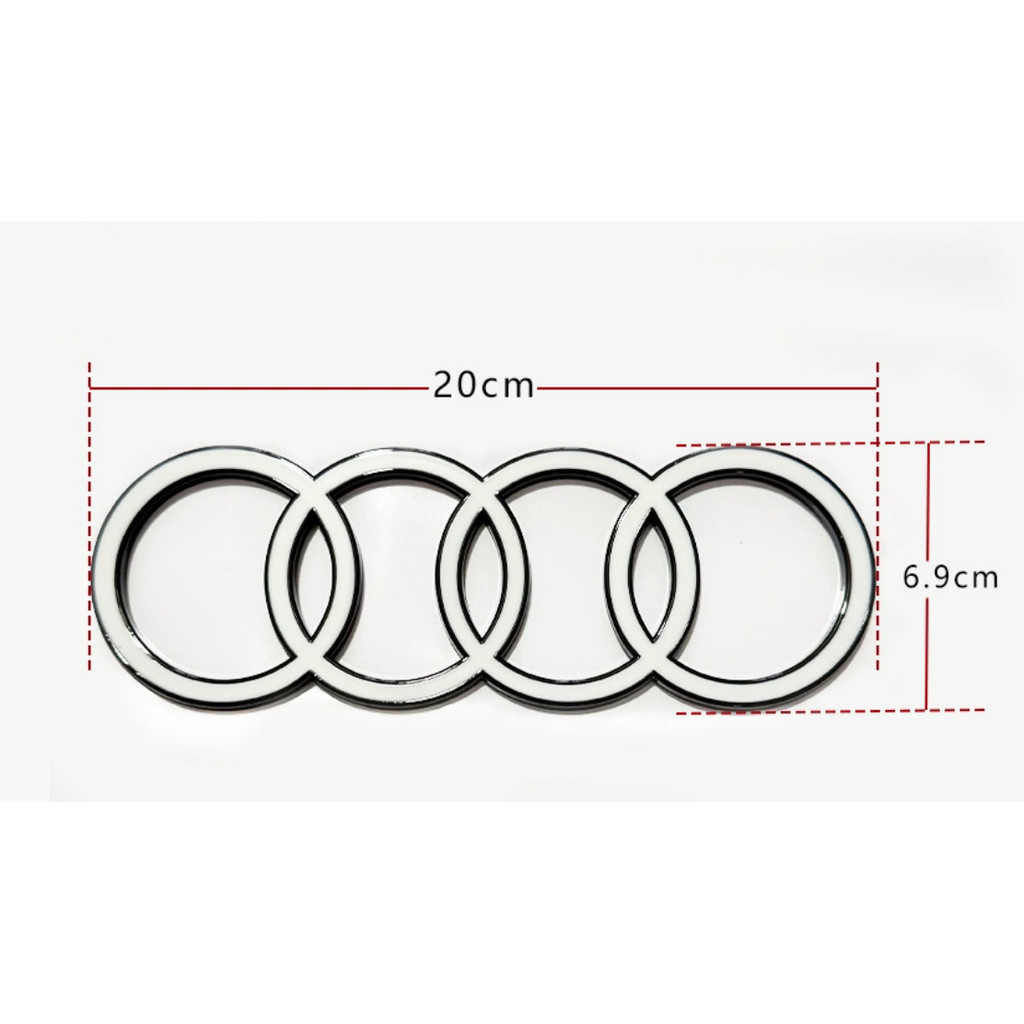 20x6.9 ซม./เหมาะสําหรับ Audi สไตล์ใหม่ดัดแปลงโลโก้สี่แหวน A3 A4 A5 A6L A7 A8 ด้านหลังหางโลโก้สีดําดั