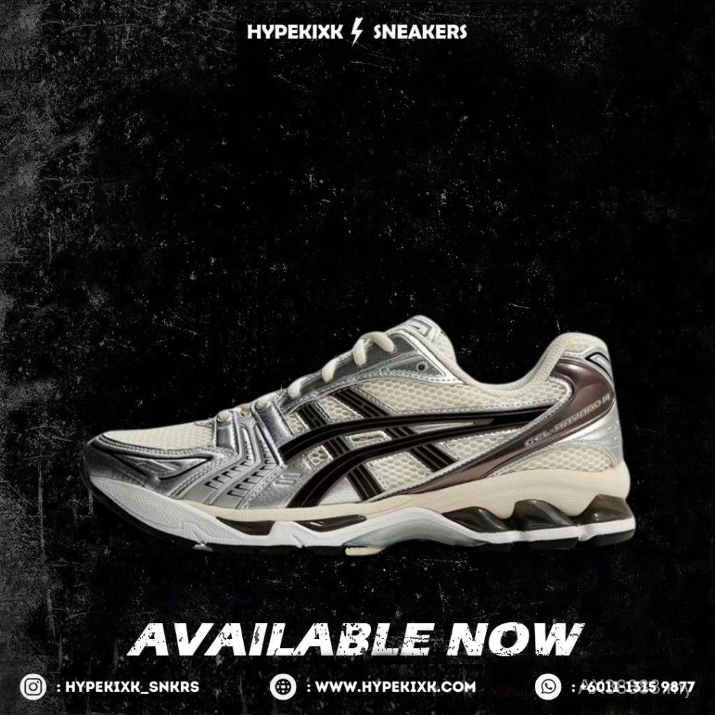 UA hype Gel Kayano 14 ครีมสีดําพลัมเมทัลลิก 1201a01 108 รองเท้ารองเท้า VJ6K