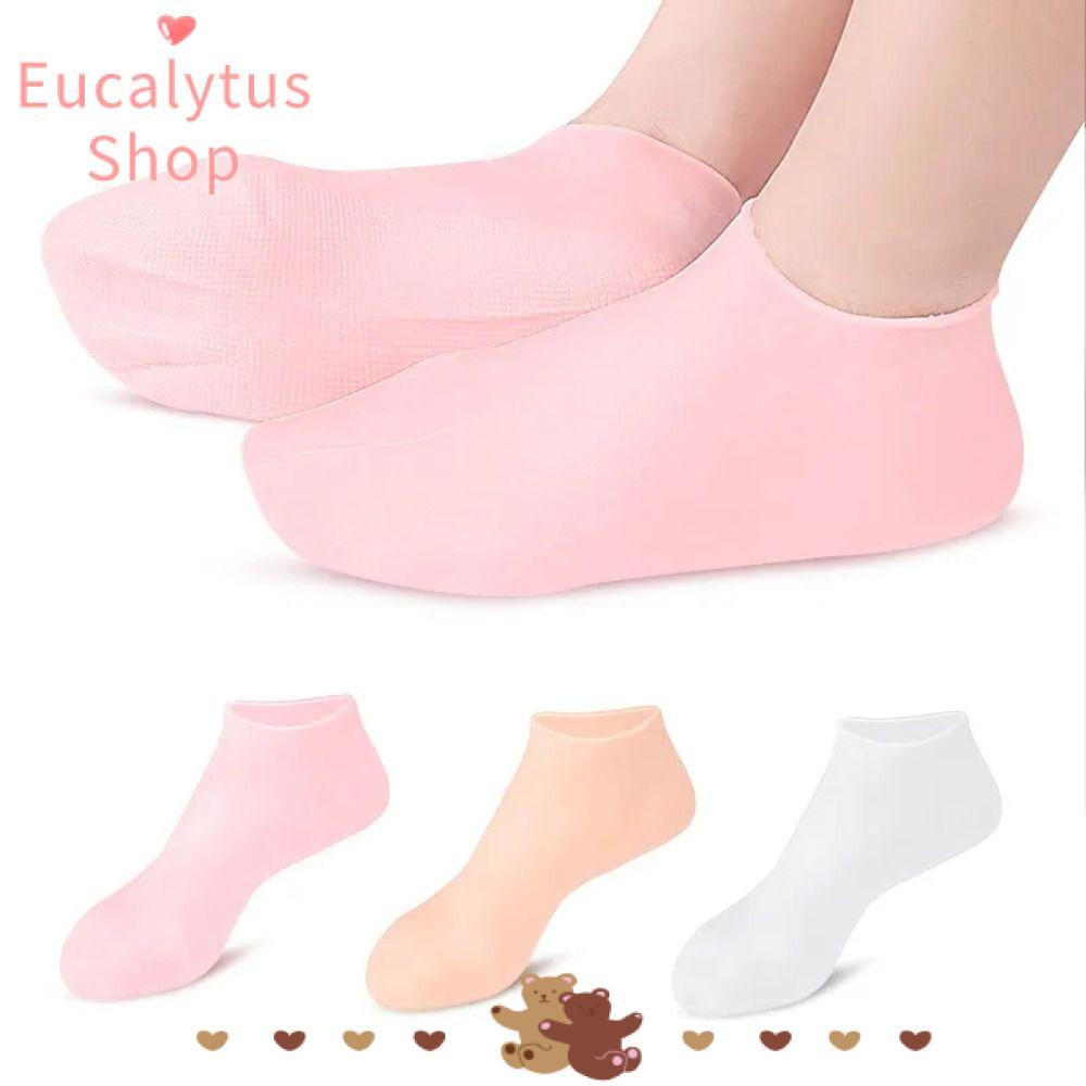EUCALYTUSS เครื่องมือทําเล็บเท้า, กันน้ํา Anti Cracking Foot Care ถุงเท้า, ซิลิโคนบรรเทาอาการปวด Moisturizing Gel ถุงเท้าผู้หญิง