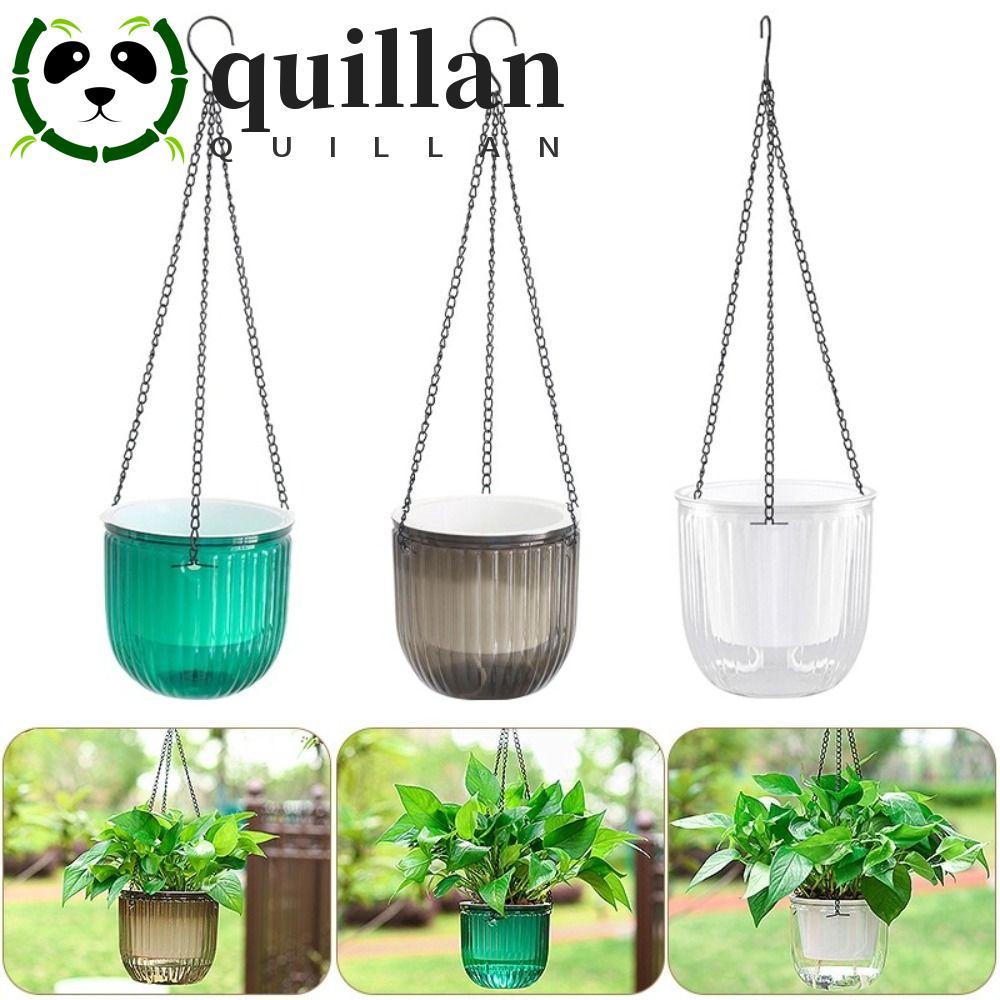 QUILLAN แจกัน Hydroponics ตะกร้าแขวนกระถางดอกไม้พลาสติกสีสันสดใส Self Absorbing Water Soil Culture ก