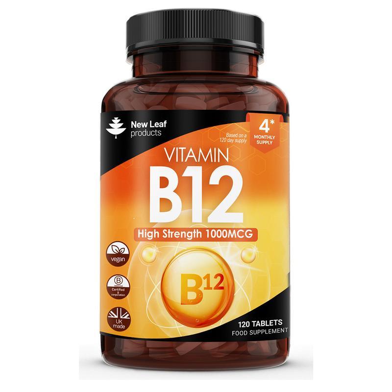 วิตามิน B12 เม็ดความแข็งแรงสูง - 1000mcg Vegan B12 อาหารเสริมวิตามิน Methylcobalamin