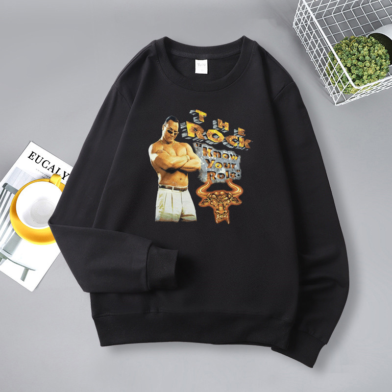 WWF Dwayne Johnson เสื้อยืดแขนสั้น พิมพ์ลายรอบคอกีฬาระบายอากาศได้ดี อินเทรนด์