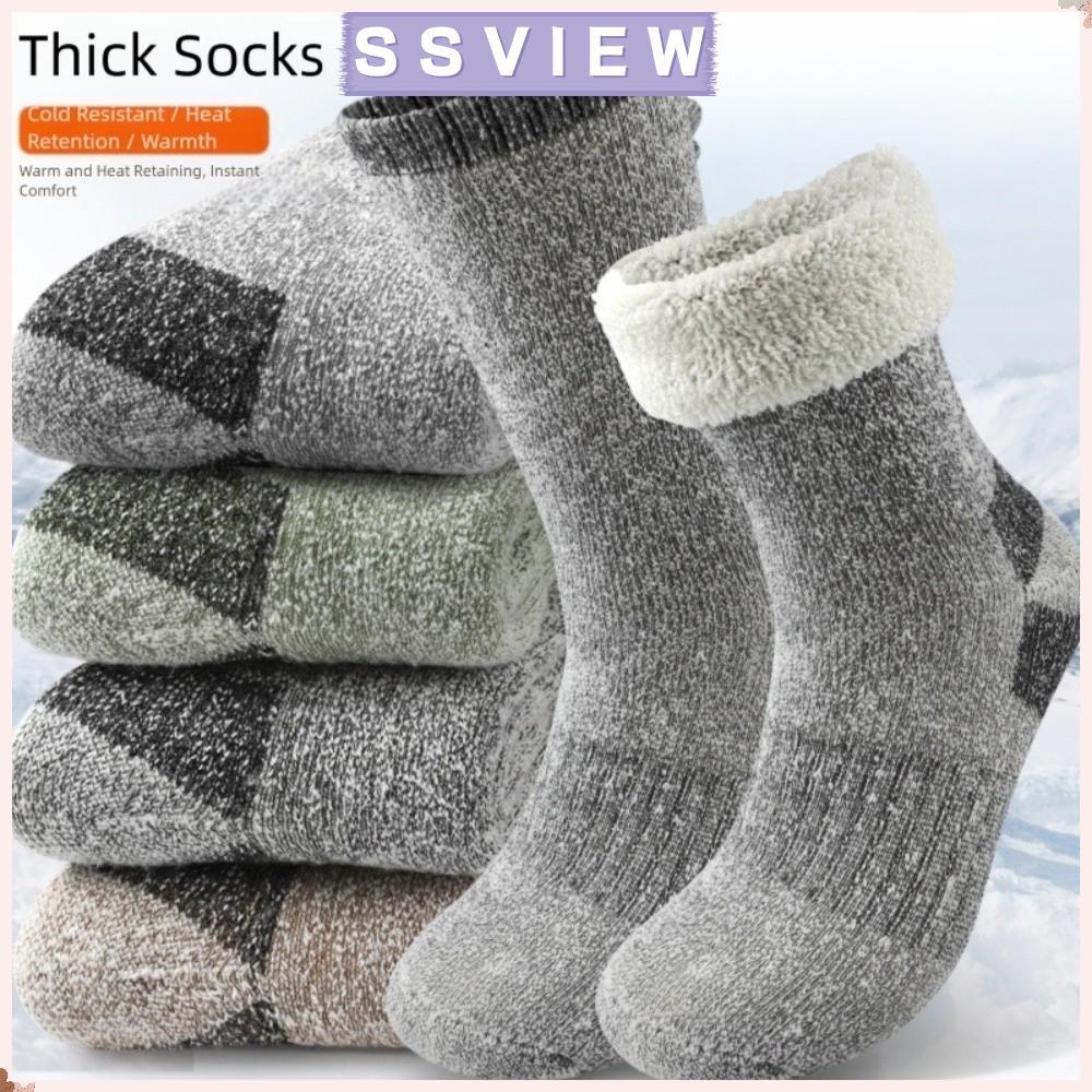 ถุงเท้าผู้ชายขนแกะอบอุ่น สำหรับเล่นสกีและฤดูหนาว