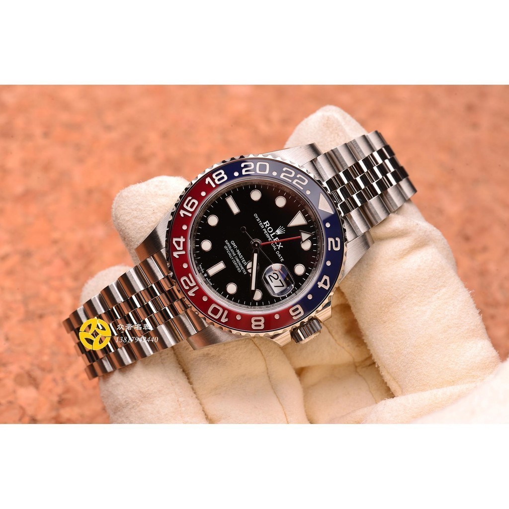 Rolex rotx Greeny Type II Pepsi Circle นาฬิกาผู้ชายแบบกลไก 126710บลูโร