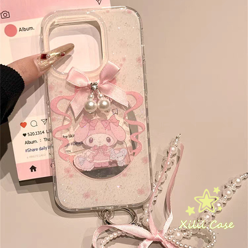 เคสไอโฟน 15 สำหรับ IPhone 13 11 15 17 16 14 Pro Max 15 16 7 8 Plus XR X XS Max Guka เมโลดี้โบว์ผูกผงเพชรกลิตเตอร์ชนิดใส - รูปที่ 5