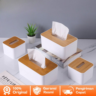 RumahHemat tempat tissue kotak tempat tisu aesthetic estetik kayu minimalis transparan rak makeup tissue box penyimpanan remote storage dapur