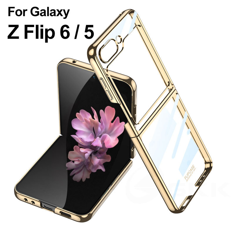 LUKEN เคสต้นฉบับสําหรับ Samsung Galaxy Z Flip 6 เคสชุบโปร่งใส LUKEN พลาสติกแข็งสําหรับ Galaxy Z Flip